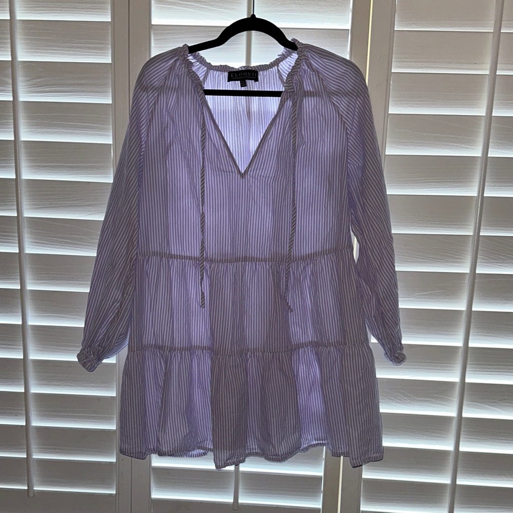 Eloquii Lavender Striped Top